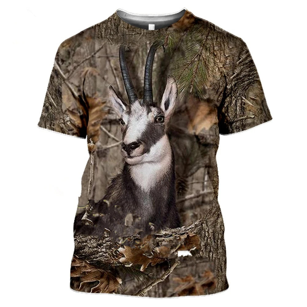 Camouflage Hunting Animal Rabbit Men's Summer Casual Oversized 3D T-Shirt Street Fashion Short Sleeve Pullover