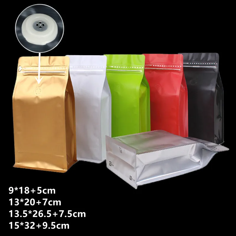 

50pcs Coffee Beans Aluminum Foil Bags With Air Valve For Snack Food Spices Tea Nuts Grains Sealed Storage Pouches Customize Logo