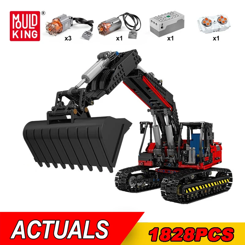 

MOULD KING 17033 Engineering Toys for Kids Technology Building Kits Motorized Excavator Truck Model Bricks Christmas Gifts