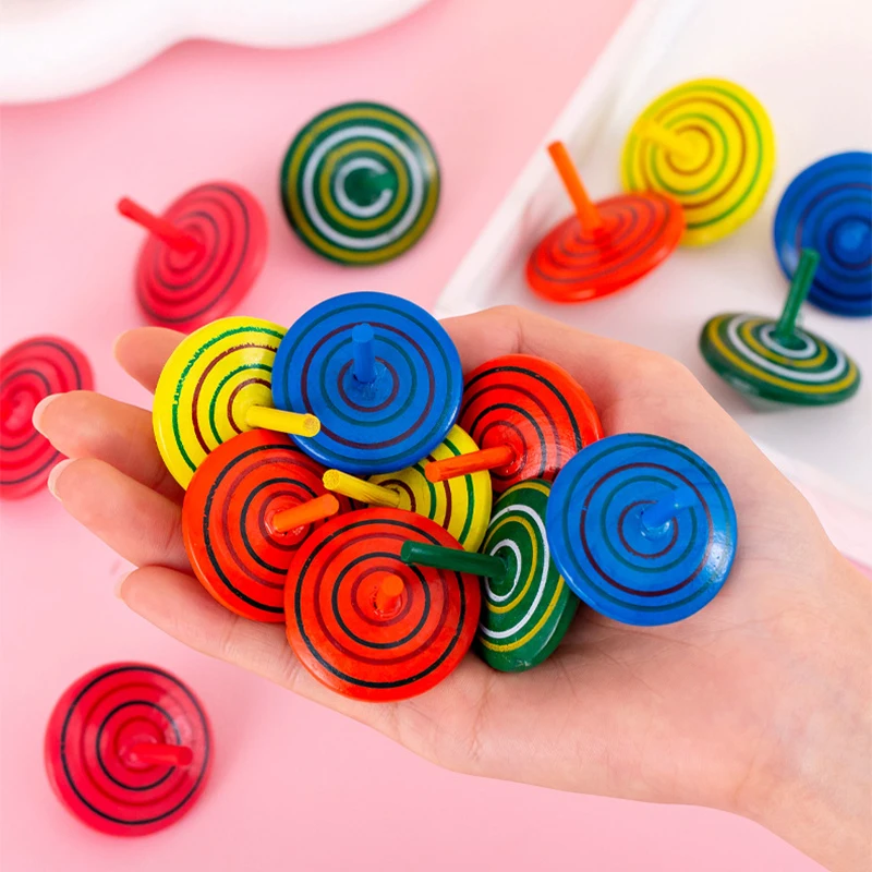 

10Pcs Mini Wooden Gyro Finger Game Toy for Kids Birthday Party Favors Baby Shower Guest Gifts Giveaway Pinata Fillers Goodie Bag