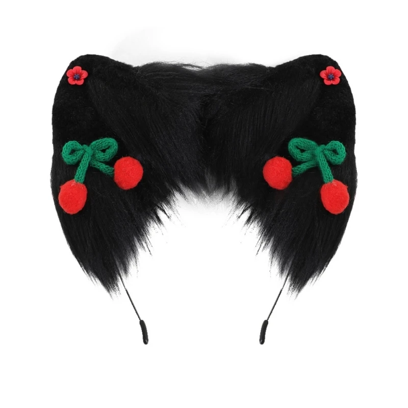 

Y166 Sexy Cat Ear Headband Dark Gothic Cherry Cosplay Ears Fursuit Masquerade Halloween Cosplay Party Supplies