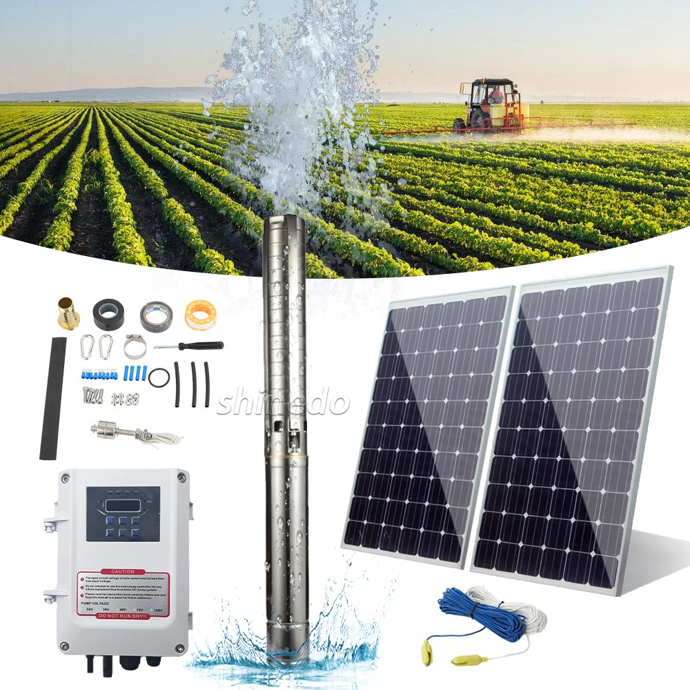 

solar pump agricultural solar submersible pump dc 48v 750w water pump