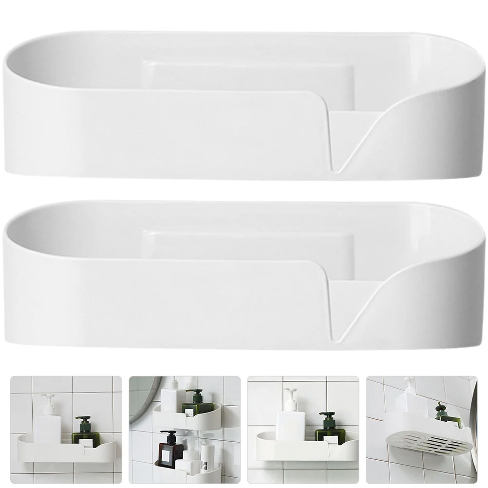 

2 Pcs Stick The Wall Mounted Toilet Storage Holder Rack Adhesive Bathroom Shelf Hanging Kitchen Spice Pp Seasoning