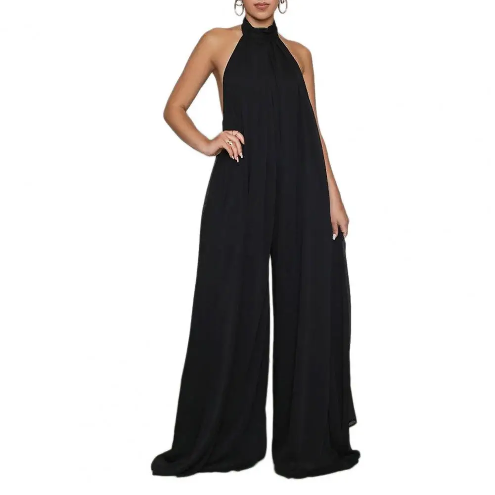 

Features: Women's halter jumpsuits, long wide-leg pants, loose style, so that your daily activities are not restricted.