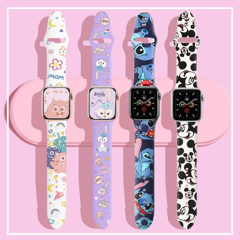 Ремешок сменный для наручных часов Disney Браслет iWatch 7 6 5 4 Apple Watch с мультяшным