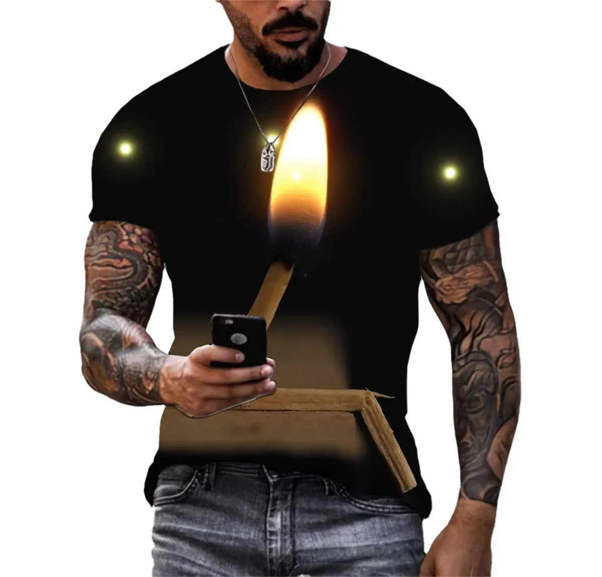 

Hip Hop Personality New Flame 3d Hd Printed T-Shirt Men'S Summer O-Neck Short Sleeve Top Fashion Style High-Quality Casual Shirt