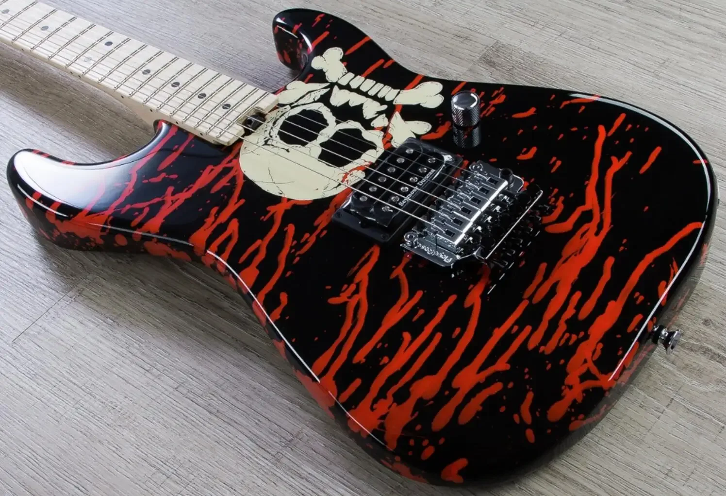 

Rhxflame San Dimas Warren DeMartini Blood & Skulls Electric Guitar Floyd Rose Tremolo Bridge 1 HH Pickup Chrome Hardware