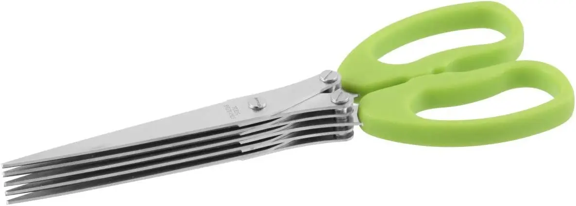 

5-Blade Herbal Scissors in /Stainless Steel Green kitchen scissors bird cutting vegetable meat chicken bone fish beer opener
