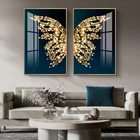 Настенный постер с цветными золотыми бабочками, Скандинавская Абстрактная Картина на холсте, украшение для спальни, дома, офиса