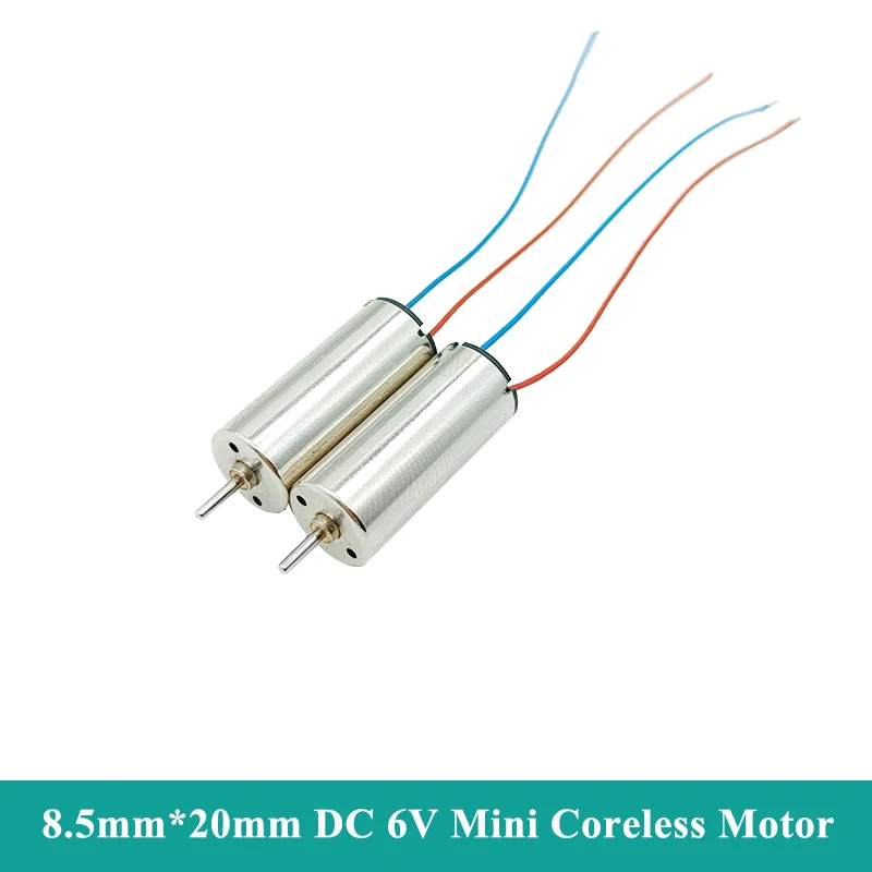 2 шт. 8520 микро 8,5 мм * 20 мм мотор без сердечника 6 В постоянного тока 42000 об/мин высокоскоростной маленький двигатель DIY RC Дрон летательный аппарат хобби Игрушечная модель
