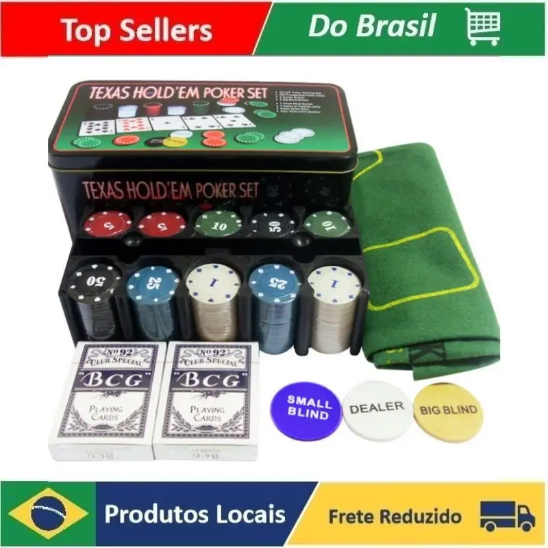 

Kit Jogo De World Poker Fichas Com Baralhos Feltro