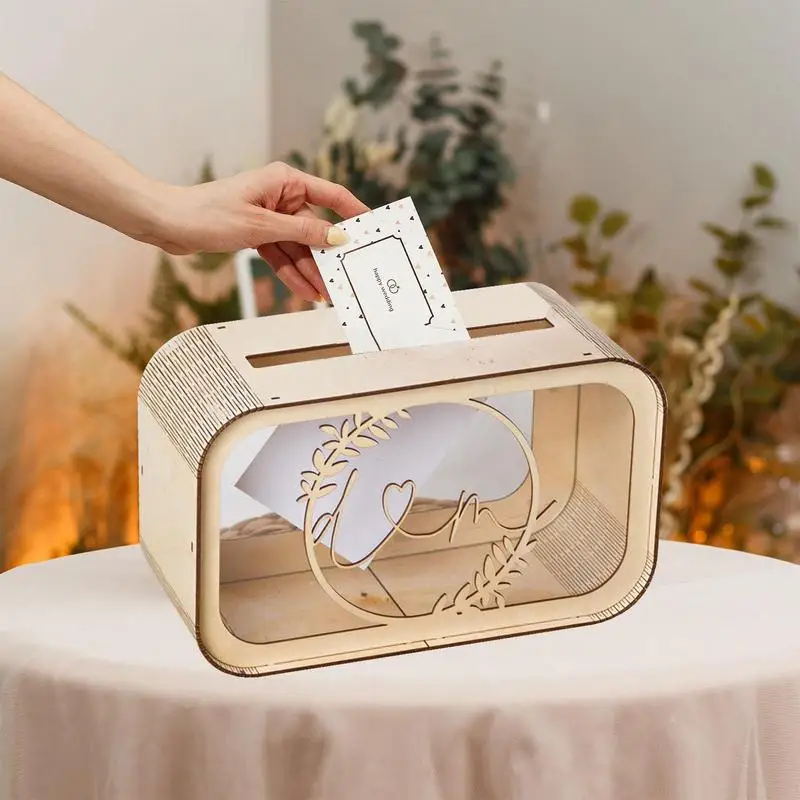 

Wedding Money Box Creative Wedding Gift Card Box Multi Use Wooden Envelope Box DIY Engagement Card Box For Wedding Money Storage