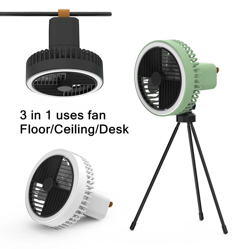 

Floor Tripod Fan Camping Hanging Ceiling Fan USB Rechargeable Desktop Air Conditioner Portable 3-gear Wind Blower Quiet for Home