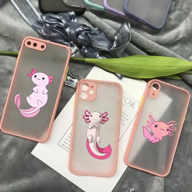 

Axolotl Cute pink cartoon animal Phone Case matte transparent For iphone 11 12 13 7 8 plus mini x xs xr pro max cover