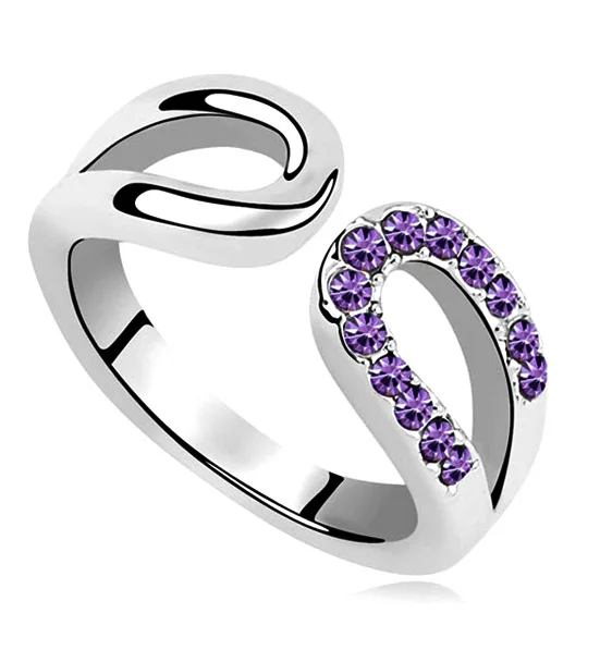 Silver Fashion Color Preserve Polished Double U Shaped Ladies To Open Ring