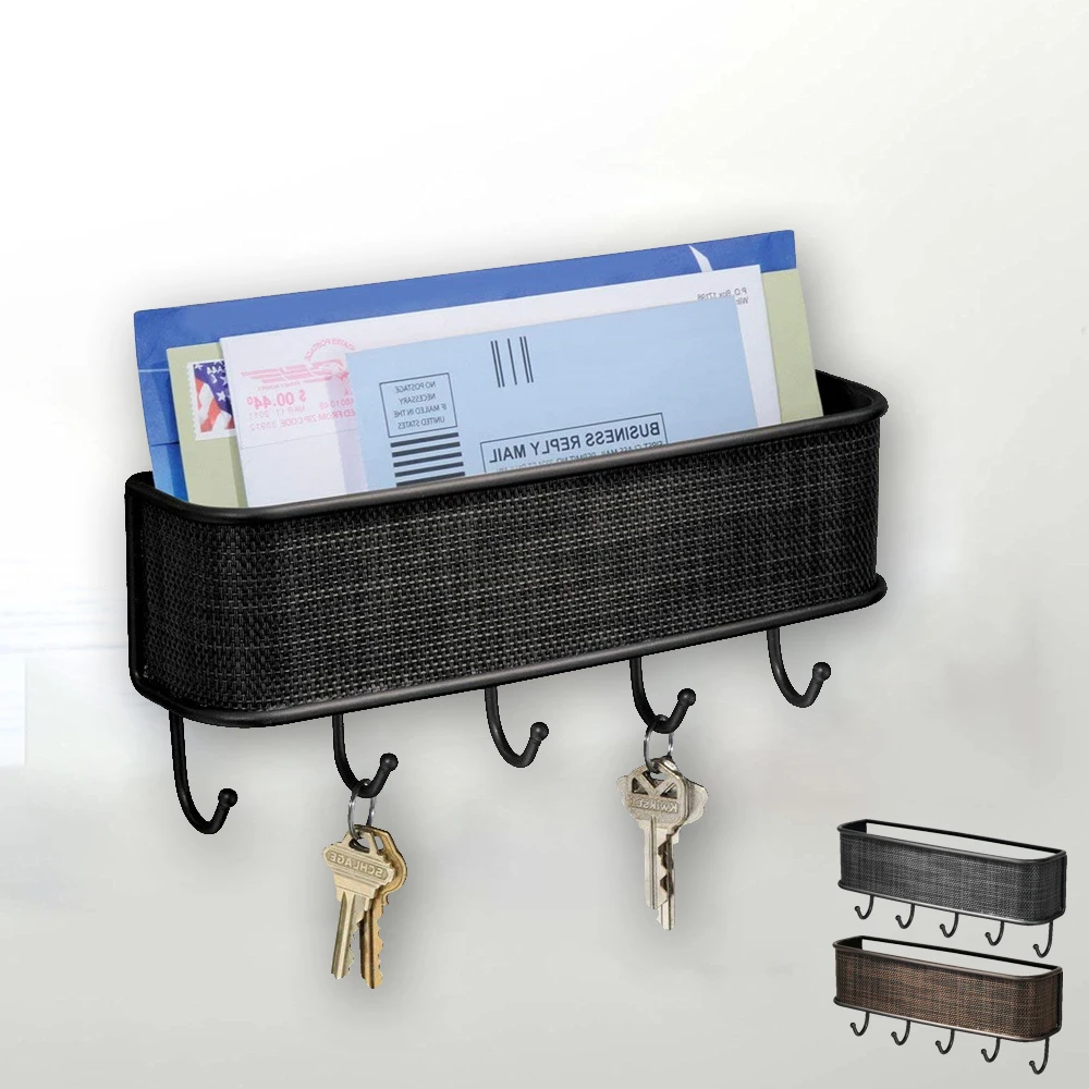 

Rack Storage Key Holder Wall Hook Elegant Black Brown Letter Rack Vintage Graceful Hallway Home Space Saving Door Back Rack