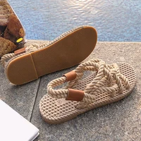 hemp rope sandals woman shoes braided rope with traditional casual style simple creativity fashion sandals women summer shoes