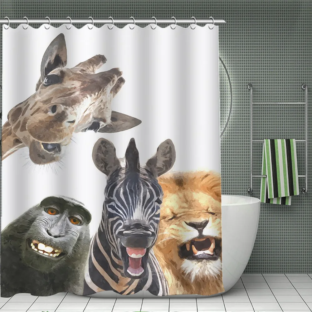 

Curtain Kids Bathroom Shower Curtain Bathroom Accessories Funny Animal Shower Waterproof Curtains Home Decor Cortina De Baño