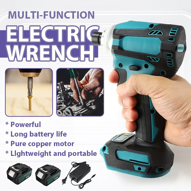 

21V Brushless Cordless Wrench Electric Screwdriver Impact Wrench Rechargeable For Makita Battery Powerful Drill Driver LED Light