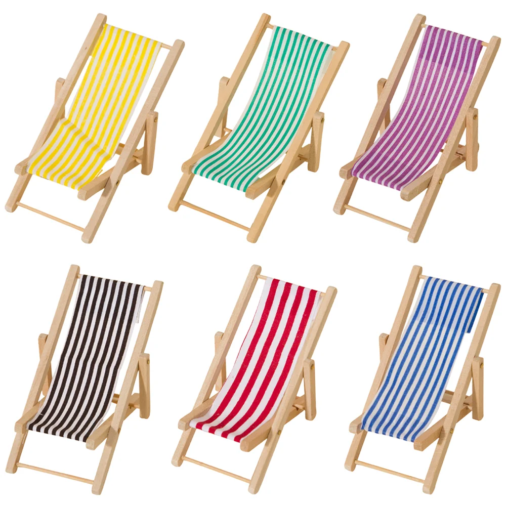 

6pcs Artificial Mini Beach Chair Model Micro Landscape Miniature Beach Chair House Mini Furniture