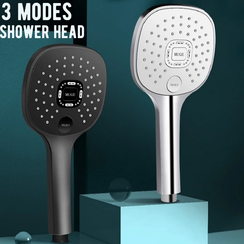 

Shower Head Bath Faucet 3 Modes Black/Sliver High water Pressure ABS Round Chrome Water-Saving Wall Mounted Bathroom Accessories