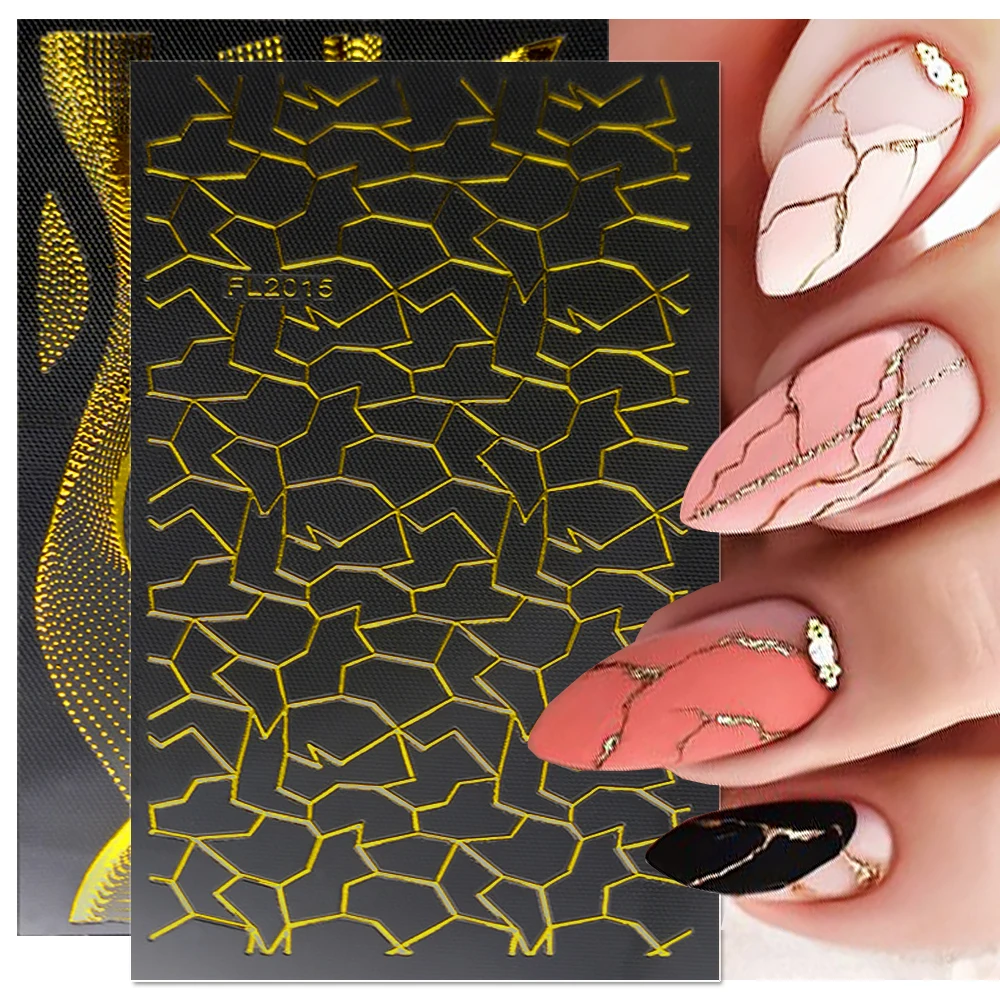 

3D Holographic Striping Line Nail Stickers Bronzing Geometric Lines Nail Decals DIY Wave Stripe Self-Adhesive Nail Decorations