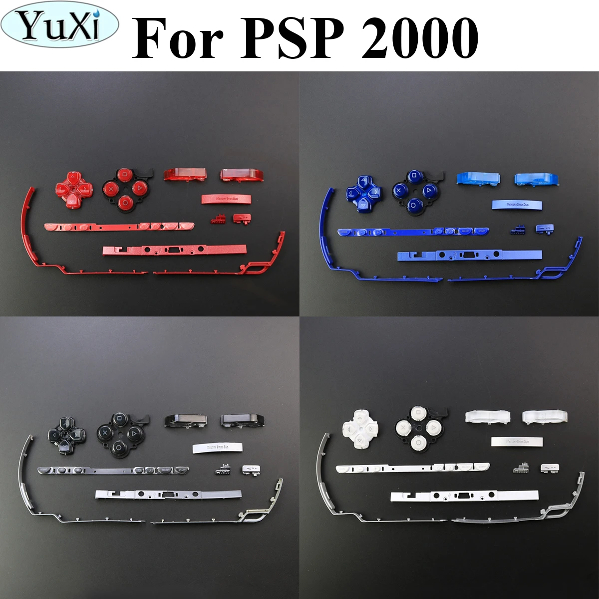 YuXi Plastic Button Frame On/ OFF Power Button Strip & D-pad Direction Key Home Select Start Button for PSP 2000 PSP2000