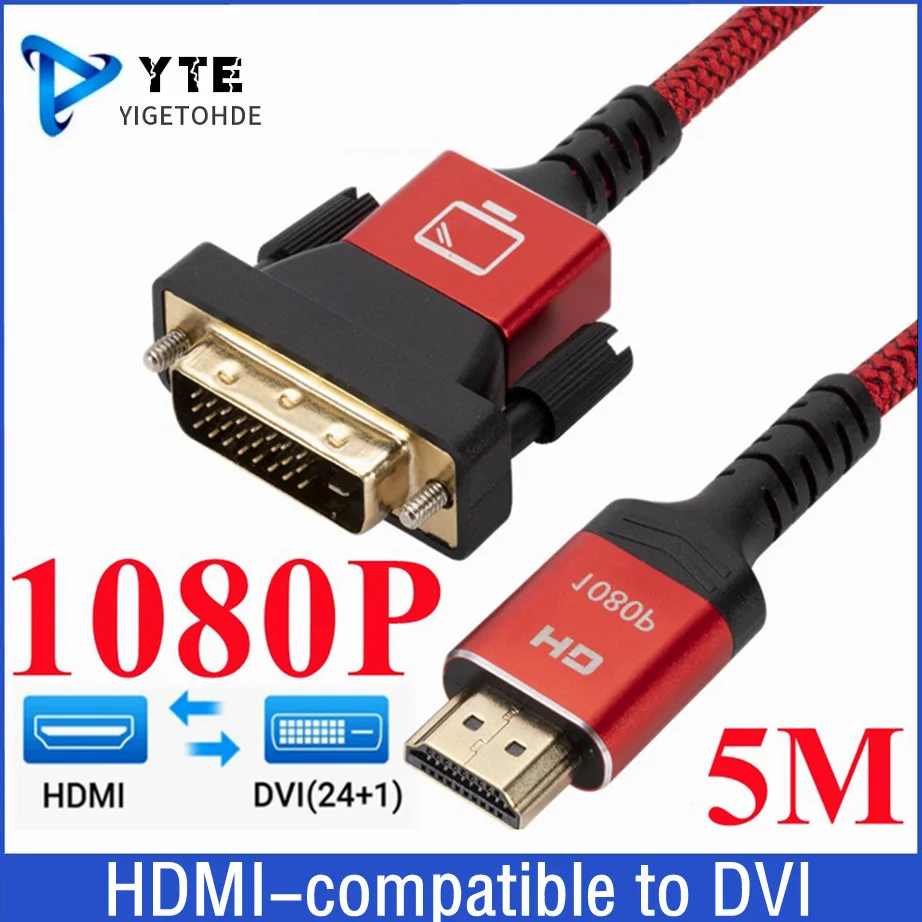 

HDMI-compatble to DVI Cable Bi-Direction DVI to Hdmi-compatble HD 1080P Converter Male 24+1 DVI-D Male Adapter For Xbox HDTV DVD