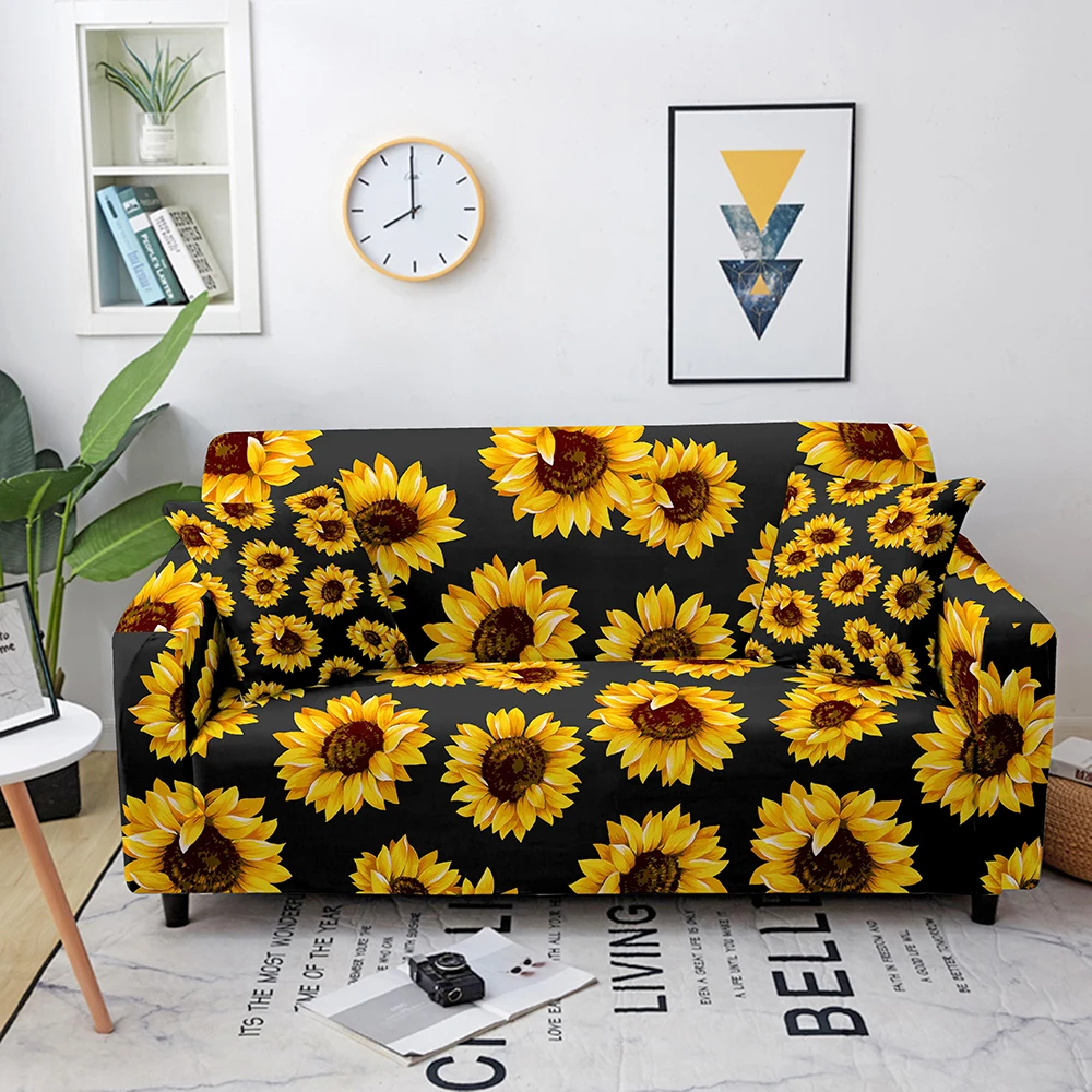 

Эластичный чехол для дивана Sunflower для гостиной, нескользящий растягивающийся чехол для дивана, чехол для 1/2/3/4-местного дивана