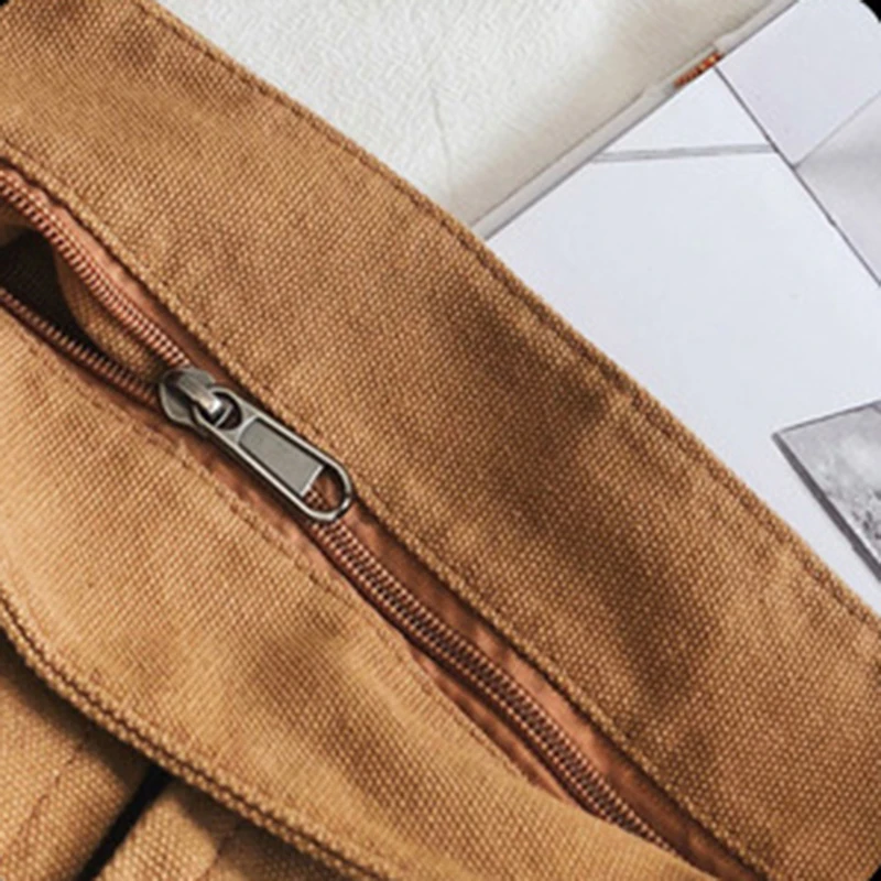 Ins Large Capacity Shoulder Bag School Messenger Bags Fashion Zipper Japanese Harajuku Shopper Travel Simple Canvas Bag
