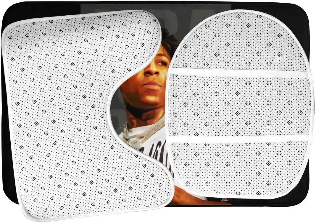 

NBA-Young = Size Never Broke Again 3 Piece Set Bath Mat Set, non-Slip Bathroom Mats Set/Bathroom Rugs/Contour Mat/Toilet Cover