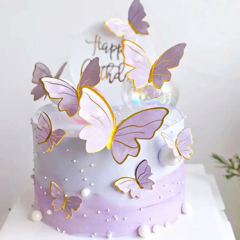 

Butterfly Cake Topper Happy Birthday Cake Flag DIY Party Favor Wedding Birthday Party Supplies Baking Accessories
