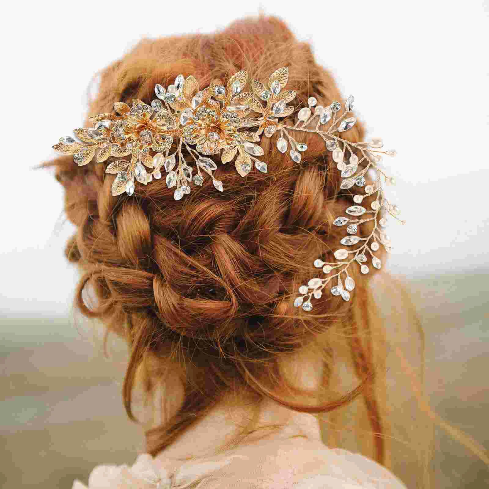 Золотой декор расческа со стразами заколки для волос свадебная заколка зажим