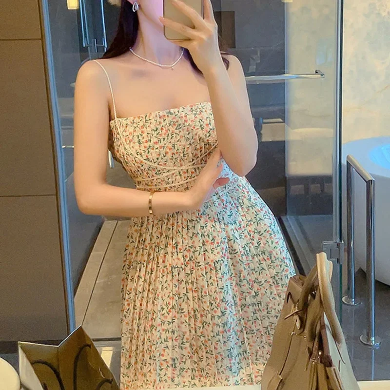 Вьетнамское Niche2024 летнее платье-майка с ароматным цветком мягкое милое