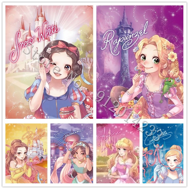 

Мультяшные Феи Диснея Diy алмазная живопись Золушка Белоснежка Анна Принцесса полная квадратная круглая вышивка Стразы