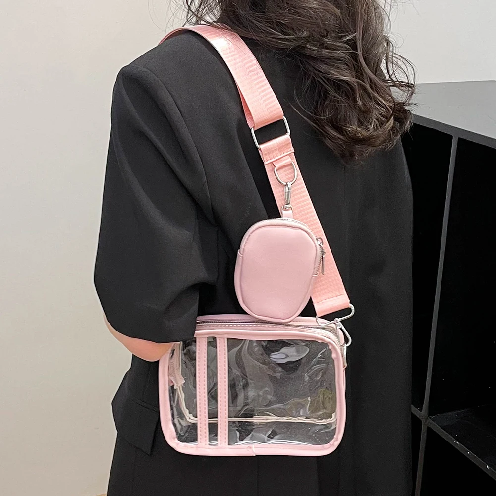 Female Crossbody bag Stadium Approved Transparent PVC Clear Phone Bag Fashion Casual Waterproof Adjustable Strap Shoulder Bags