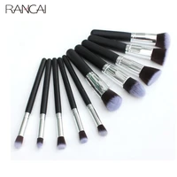 rancai 10pcs powder face blush foundation contour eye lip makeup cosmetic brush kit pincel maquiagem black makeup brushes set