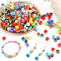 6 8 10mm rainbow stripe resin charm round loose spacer beads for jewelry making diy accessories mother kids handmade material