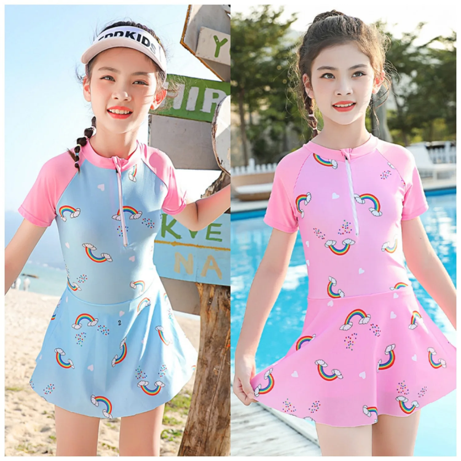 New Tight-fitting Professional Training Swimsuit One-piece Skirt Swimsuit Small Medium And Large Children's Swimwear