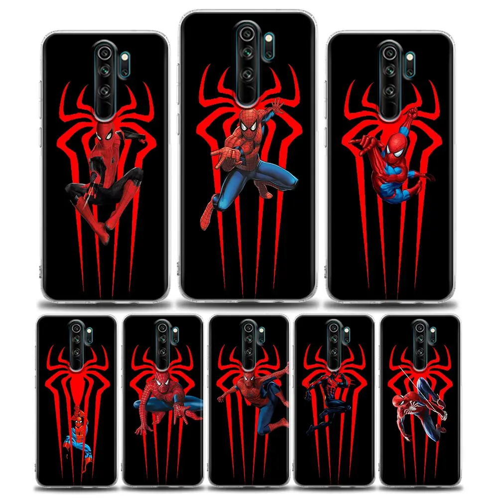 

Marvels Spider-man Clear Phone Case for Redmi 10C Note 11 11S 11T 10 10S 9 9S 8 8T 7 Pro 5G 4G Plus Soft Silicone Case
