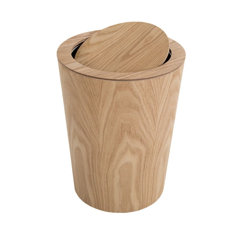 Wooden 9L Office Trash Can Nordic Style Household Kitchen Bathroom Garbage Bin Dust Bin Waste Storage Bucket With Lid ZH206