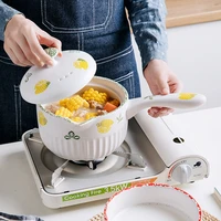 single handle ceramic milk pot open fire high temperature handle casserole health pot cooking porridge baby food supplement pot