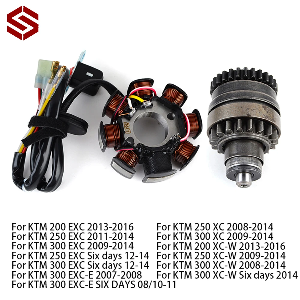 

Starter Drive Bendix + Stator Coil for KTM 200 250 300 EXC EXCE EXC-E SIX DAYS XC XCW 200 300