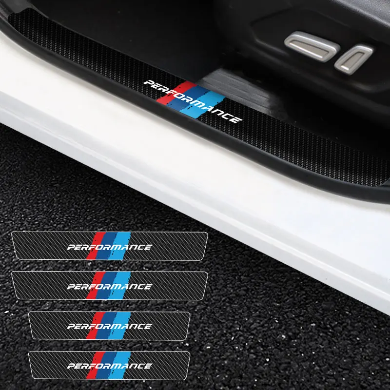 

4Pcs Car Door Threshold For BMW Performance X1 X2 Scuff Plate Carbon Fiber Sill Protector Stickers Auto Door Entry Pedal Guards