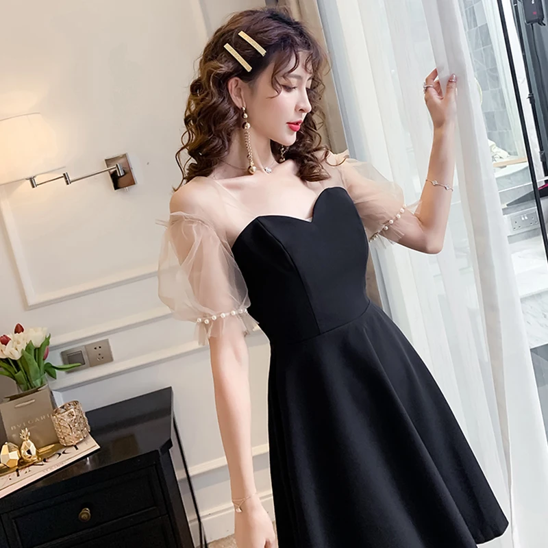 

COIGARSAM Women's Summer Dress 2022 New Patchwork Short Sleeve Mesh Pearl Black Dresses Dropshipping