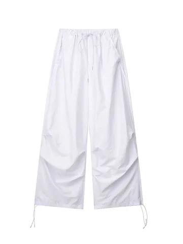 Женские модные однотонные плиссированные брюки-карго DUOPERI на шнуровке, винтажные женские шикарные брюки полной длины с высокой эластичной талией