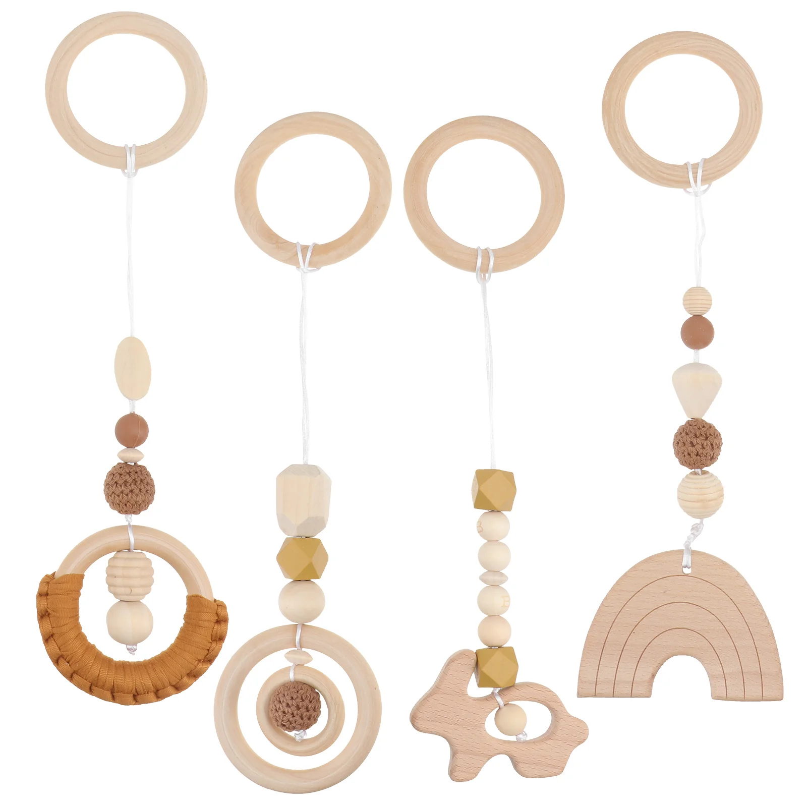 

4 Pcs Newborn Decorate Kids Wooden Toys Infant Teether Cotton Thread Baby Grinding Tool