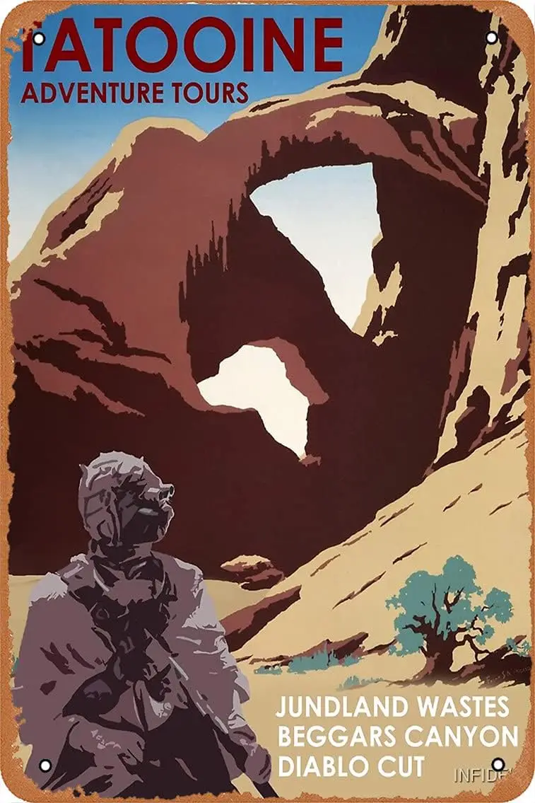 Металлический знак NIUMOWANG — жестяной постер Tatooine Adventure Tours 12 х 8 дюймов