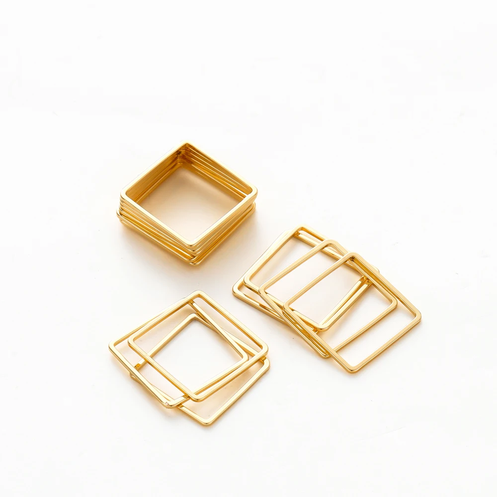 10Pcs Korean Earring Pendant 20mm 18K Gold Plated Brass Square Hoops Earring Wires for DIY Jewelry Pendant Making Supplies
