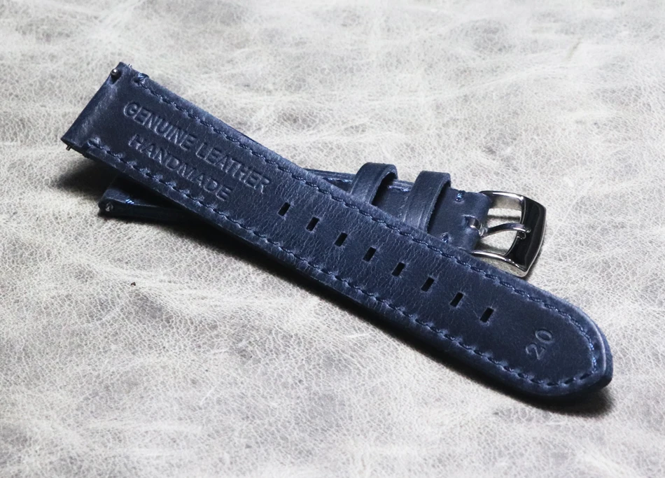 Blue First Layer Cowhide Folding Quick-release Ear Strap 18mm 19mm 20mm 22mm GT2 Real Bracelet Men Watchband